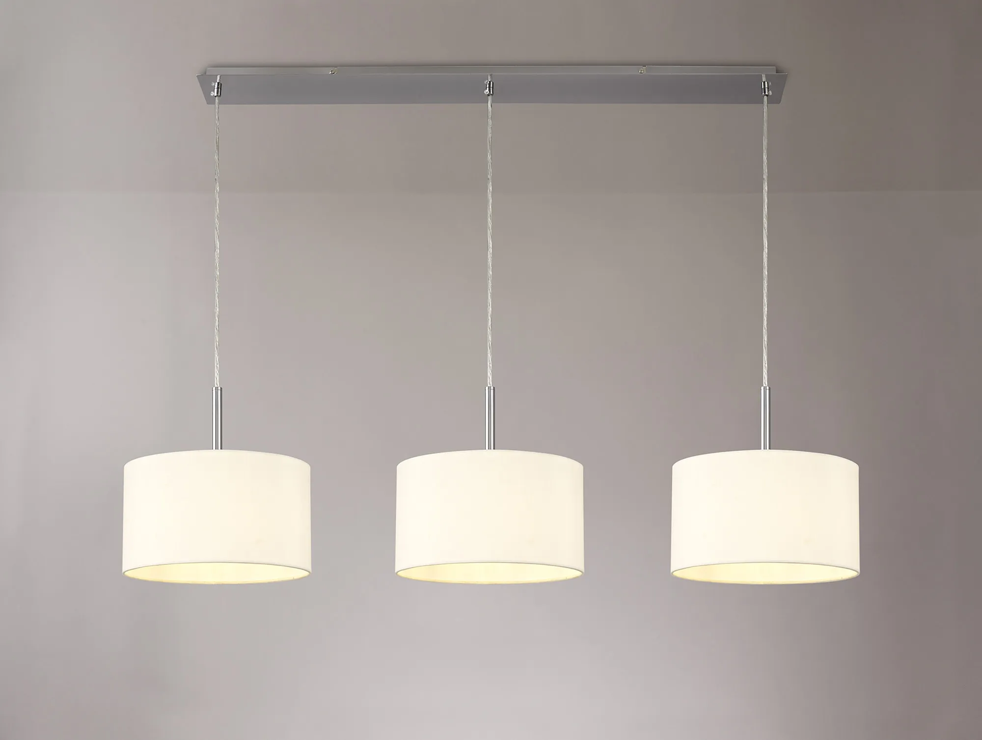 Baymont 30cm Shade 3 Light Pendant Satin Nickel, Ivory Pearl/White DK0585  Deco Baymont SN IV